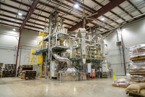 Sustainable coffee roaster in a facility.